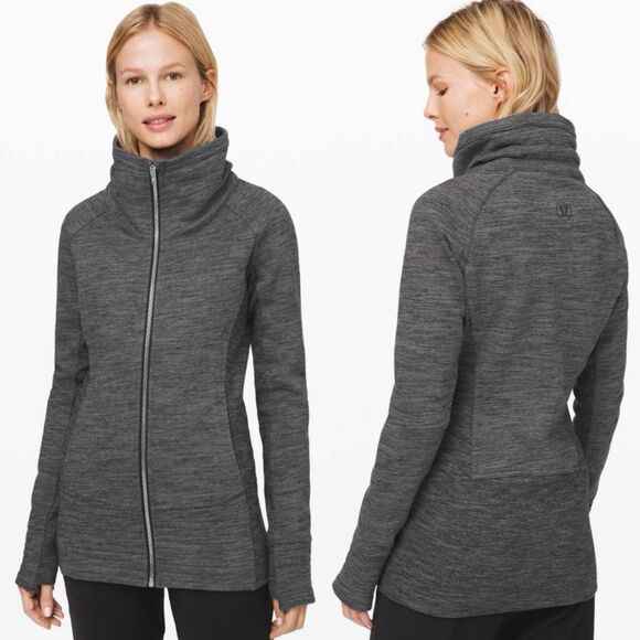 Lululemon Radiant Jacket II Full Zip Funnel Neck Heather Gray 4 Running Gym - Picture 1 of 11